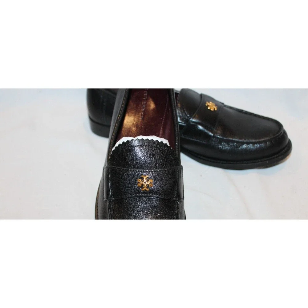 Tory Burch Classic Loafer Goat Leather Perfect Black Size 8.5 NWOB $325
